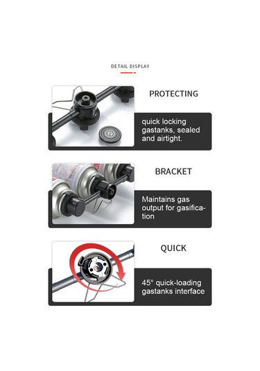 Geeksen Bkz30 Aluminyum Kasalı 3'ü 1'e Gaz Deposu Adaptörü - Çıkışlı Kamp Çözümü, Hızlı Kilitleme Ve Geri Akış Engeli, Karbon Siyah Siyah