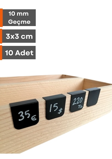 10 Adet Silinebilir Karatahta Etiket 10 Mm Kalınlığa Geçme Asma