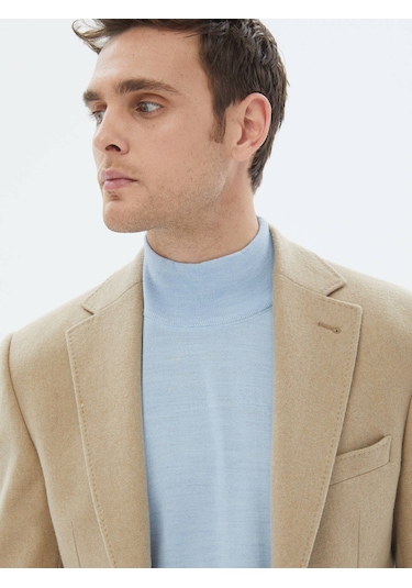 Kip Bej Düz Modern Fit Yün Karışımlı Ceket Çok Renkli