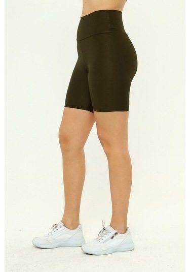 Nyc Giyim Disko Şort Tayt Yüksek BelGri