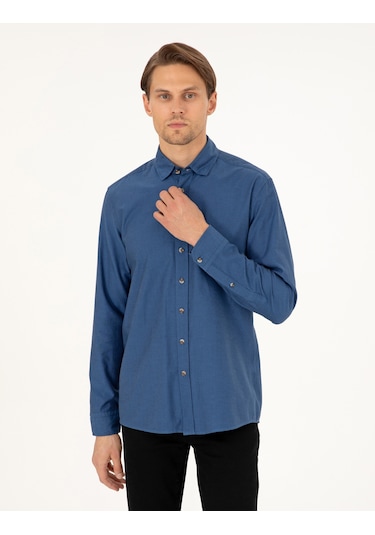 Pierre Cardin Erkek İndigo Gömlek Desenli 50293255-vr028 İndigo