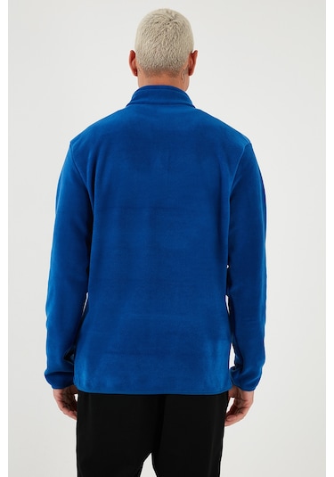 Buratti Regular Fit Anti-Pilling Tüylenme Yapmayan Dik Yaka Kalın Kışlık Şardonlu Erkek Polar 5896700 Saks