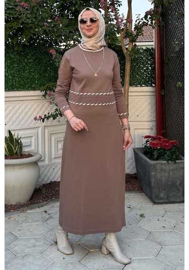 Samanyolu Kahve Triko Elbise Normal
