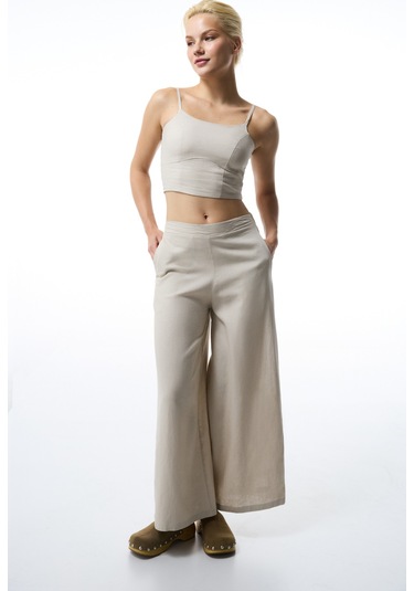 Penti Taş Rengi Luna Keten Crop Top Üst