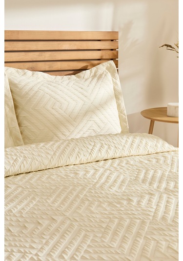 Kaşmir Home Essence Çift Kişilik Yatak Örtüsü Takımı Ekru Ekru