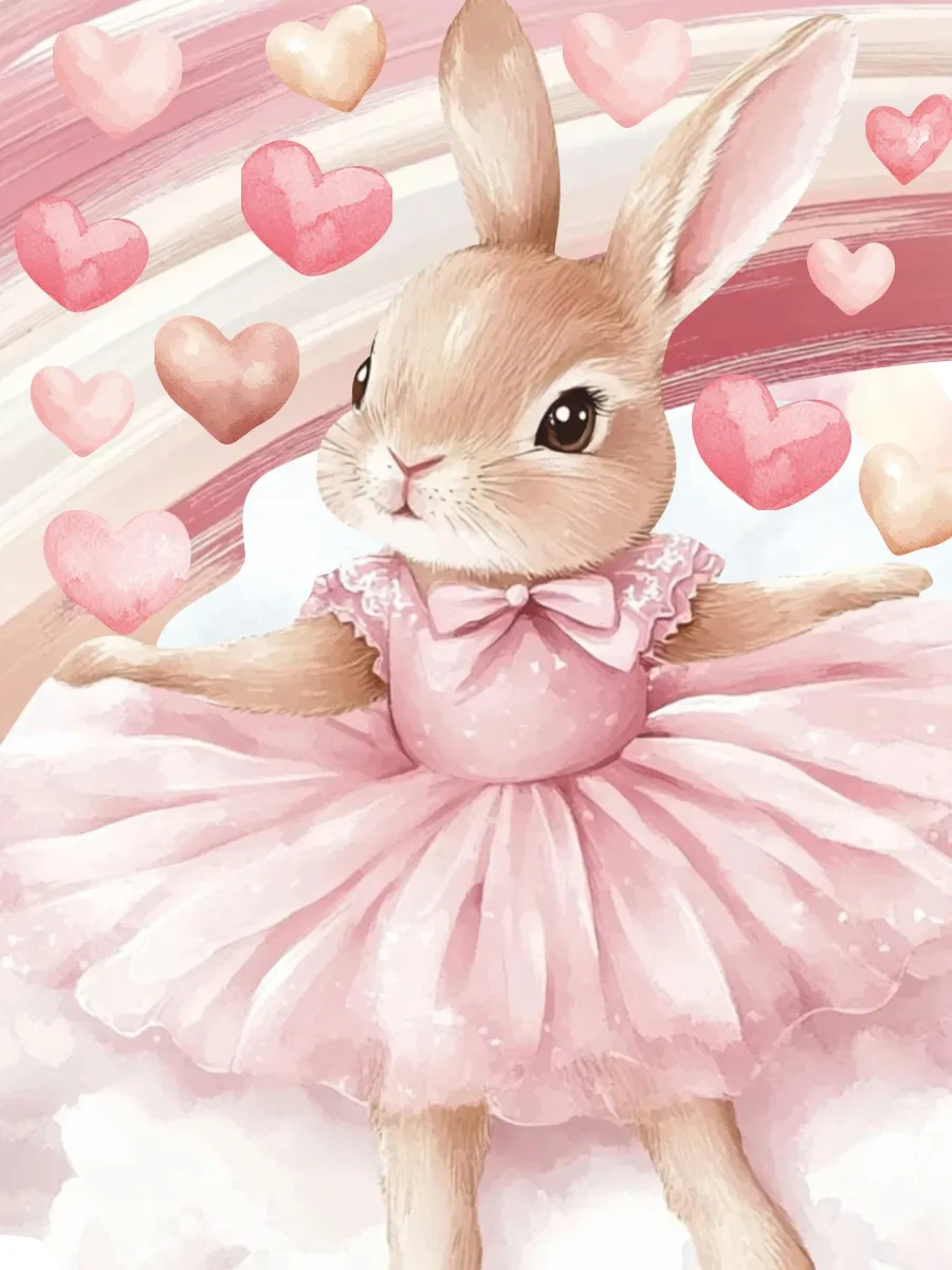 Sticker Home Renkli Kurdeleli Pembe Tavşan Çıkartmaları 311503717 Siyah