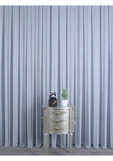 Petek Dokulu Eteği Kurşunlu Düz Tül Perde / Ölçünüze Özel Dikim