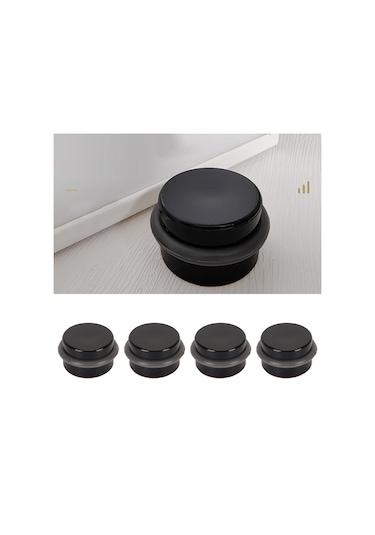 Folinda 4 Adet Siyah Plastik Silindirik Kapı Durdurucu - Delme Yok, Sessiz, Çarpıtmaya Dayanıklı, Ev Ofis Kullanımı