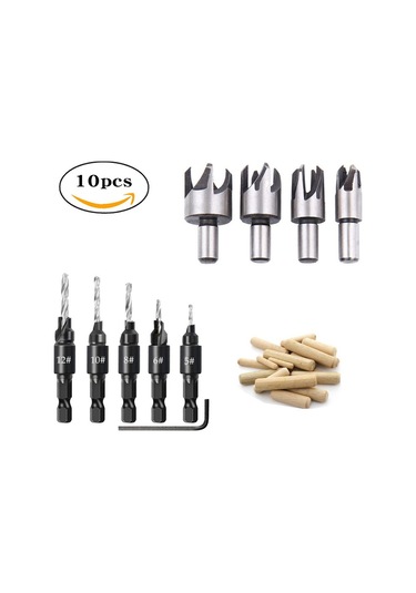 Maiyame Ahşap İşleme İçin Titan Kaplı Altıgen Saplı 6 Parça Delik Seti - Tüp Ve Düz Uçlu Delicilerle Dayanıklı Ahşap Delme Aracı