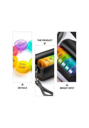 Deri 7 Günlük Hap Düzenleyici İlaç Kutusu Hafta Mark 14 Izgara Vitn Depolama Taşınabilir Tekrar Kullanılabilir Gökkuşağı Hap Kutusu Gökkuşağı,