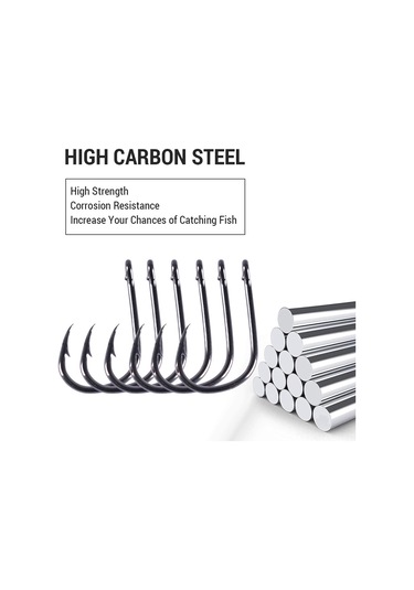 Kangvka 6 Numara 100 Adet Yüksek Karbon Çelik Işınlı Iğne, Dairesel Uçlu Saçma Olmayan Balık Iğnesi - Deniz, Nehir, Baraj Uygun