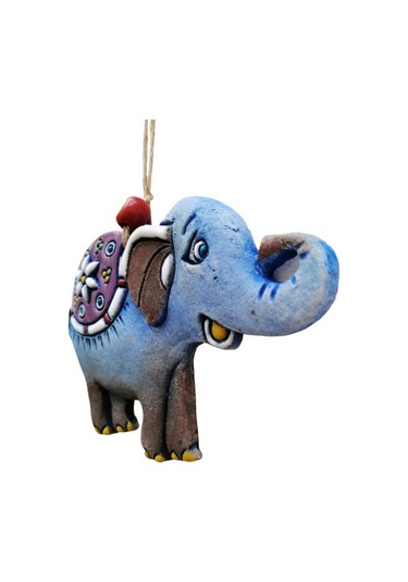 Özel Tasarım Semer Detaylı Seramik Fil Duvar Süsü