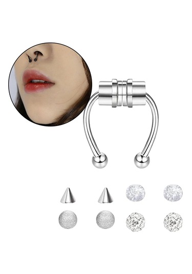 Suntek Kadınlar Için Manyetik Sahte Parlak-gümüş-1,2x8x3mm Gümüş