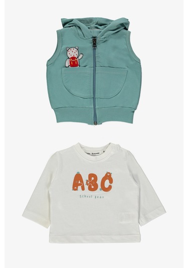 School Bear Cepli Erkek Bebek 2iplik Yelekli Takım Mnk14140 Mint Yeşili