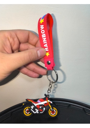 Silikon Kaliteli Motosiklet Anahtarlığı Esnek, Dayanıklı Ve Şık Tasarım Kırmızı