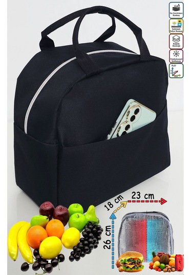 Anne Bebek Çocuk İçin Isı Yalıtımlı Termal Termoslu Yemek, Mama, Beslenme, Gıda Çantası Siyah - Siyah