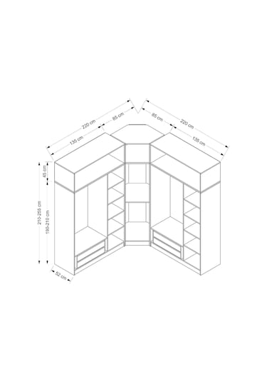 Kale 7 Kapaklı 4 Çekmeceli Köşe Dolap + Yüklük Kumtaşı Mebran İlkbahar 235cm Bej