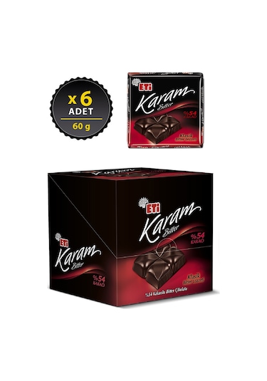 Eti Karam %54 Kakaolu Bitter Çikolata 6 x 60 G