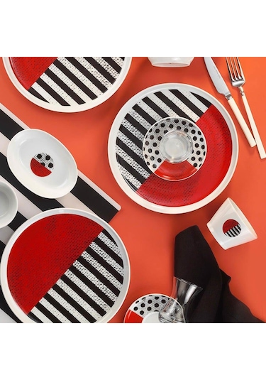 Kütahya Porselen Mood 30 Parça Kahvaltı Takımı 12065 Beyaz - Siyah