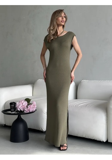 Soleya Açık Sırtlı Uzun Örgü Elbise 317943173