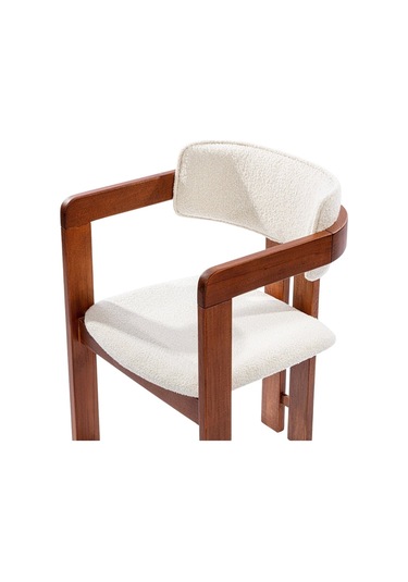 Narvik İskandinav Still T Model Ahşap Sandalye Ceviz - Beyaz