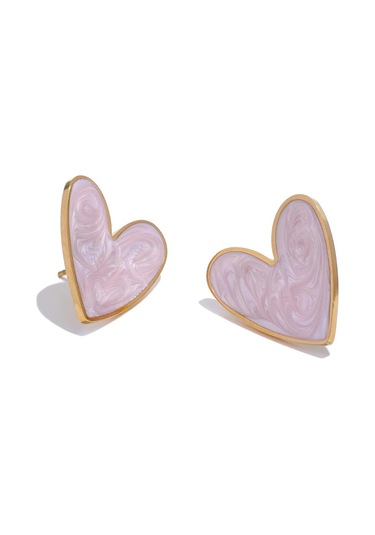 Pembe Eetit Tatlı Emaye 3-renk Kalp İlkbahar Yaz Aşk Saplama Küpe Su Geçirmez Paslanmaz Çelik Moda Y2k Günlük Takı 2024 Çok Renkli