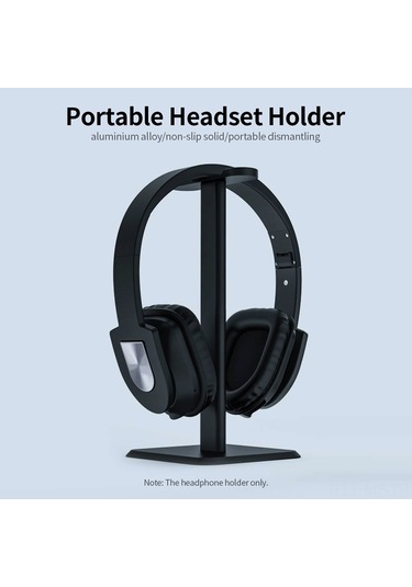 Mufunye Alüminyum Universal Kulaklık Tutucu, Taşınabilir Ve Parçalanabilir, Kayma Önleyici Tabanlı, Tüm Kulaklıklar İçin Siyah