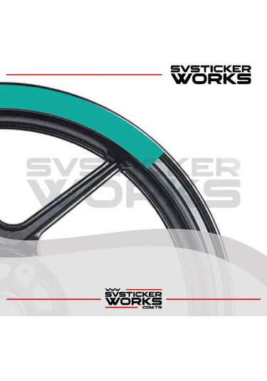 Motosiklet Jant Şeridi Jant Sticker Yarım Kaplama Daire 17-18 İnch Jant Motor Uyumlu Turkuaz