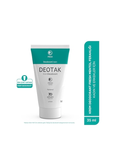 Deotak Mentol Ferahlığı 7 Güne Kadar Etkili Krem Deodorant 35 ML