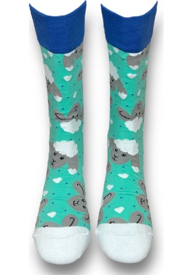 2'li Unısex Kelebek Ve Kuzu Tasarımlı Esnek Nem Alabilen Pamuklu Spor Soket Çoraplar Çok Renkli