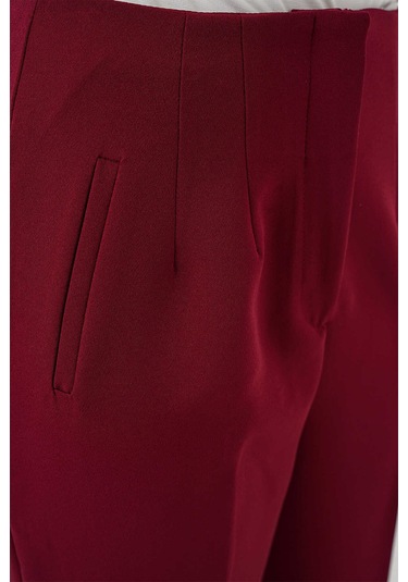 Gabria Yüksek Bel Kumaş Pantolon Bordo
