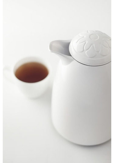 1 Lt Isı Yalıtımlı Çay Ve Soğuk Su Termosu Soft Beyaz 12 Saat Sıcak Tutar& İçi Camdır Beyaz