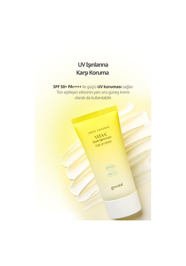 Ton Eşitleyici Leke Karşıtı Güneş Kremi Goodal Green Tangerine Vita C Dark Spot Tone Up Cream Spf50+