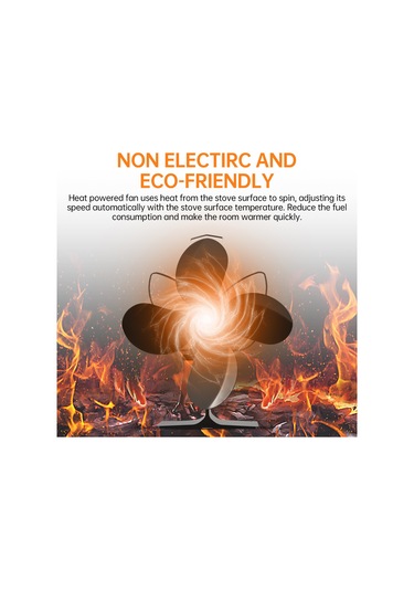 Hangfox Siyah Isı Çalışır Kömür Ofisi Fanı, 4 Kanatlı, Ateşten Otomatik Başlar, Aşırı Isı Korumalı, Taşınabilir, Sessiz, 172mm Çapı