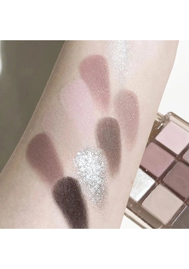 9 Renk Koyu Punk Dumanlı Göz Farı Paleti Gri Pembe Inci Mat Göz Farı Parlatıcı 11 01