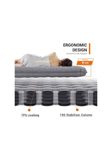 Kingcamp King Airbed Double Çift Kişilik Şişme Yatak Gri