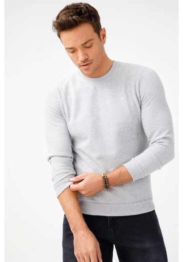 İgs Erkek Gri Standart Bisiklet Yaka Triko Gri