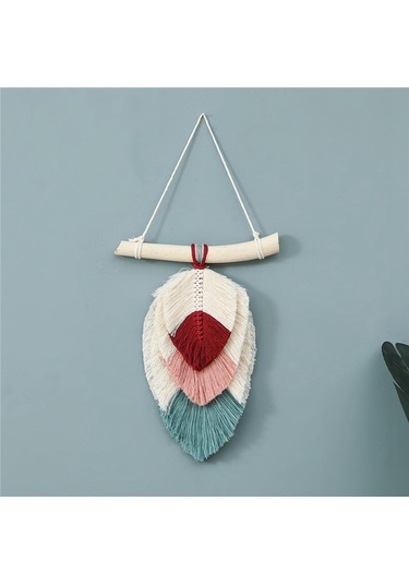 Suntek Magideal Makrome Duvar Asılı Goblen Fringe Kırmızı-pembe-25x30cm