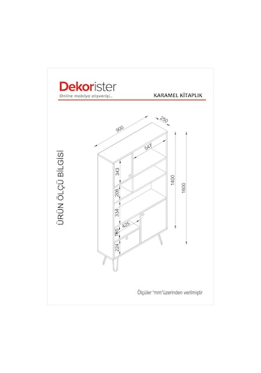 Dekorister Exclusive Karamel Kitaplık Ceviz-Antrasit