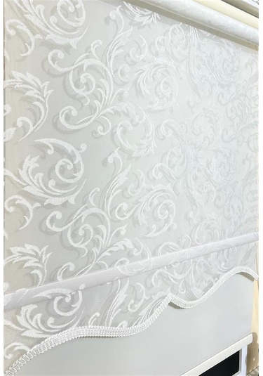 Çift Mekanizmalı Ekru Beyaz Tül Perde Ve Ekru Stor Perde Stb45251-v01