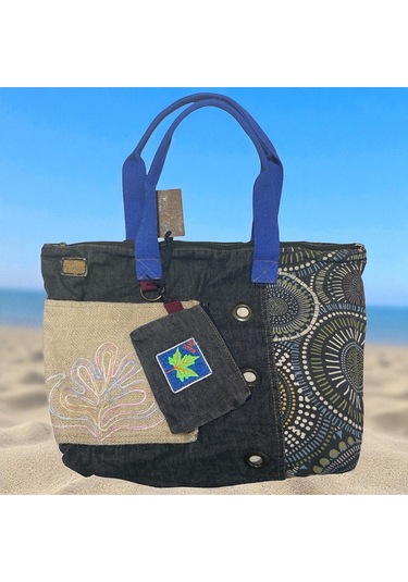 Vintage Salaş Çok Renkli Orta Boy Günlük Seyahat Gezi Omuz Çantası 36cmx34cm Siyah