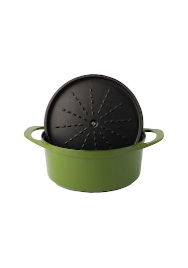 Sürel Pot Art, Yuvarlak Derin Döküm Tencere Yeşil 24 Cm