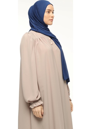 Hazır Pratik Geçmeli Lüks Düz Penye Şal Çapraz Hizalı Koyu Mavi