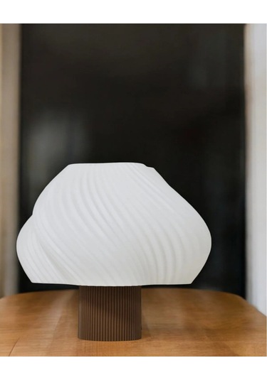 Aura Modern Tasarım Masa Lambası , Komidin Aydınlatma Şık Abajur - Kahve Beyaz Çok Renkli