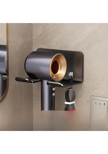 Yunboo Banyo Fön Tutucu Siyah Karbon Çelik Duvar Takımı - Delme Yok Hızlı Kurulum, Sağlam Ve Çok Amaçlı Kullanım Diğer