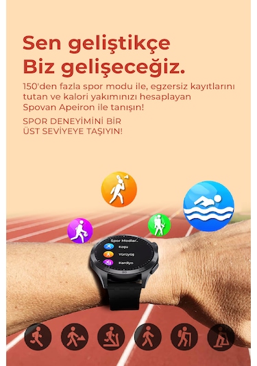 Spovan Apeiron Tansiyon Ölçer Akıllı Saat (Distribütör Garantili)