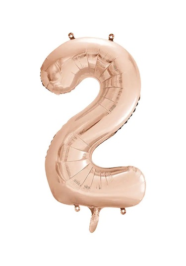 1 Adet 34 İnç 85 Cm Rose Gold Folyo Balon Helyum Balon 2 Yaş Balonu 2 Rakam Balon Rose Gold
