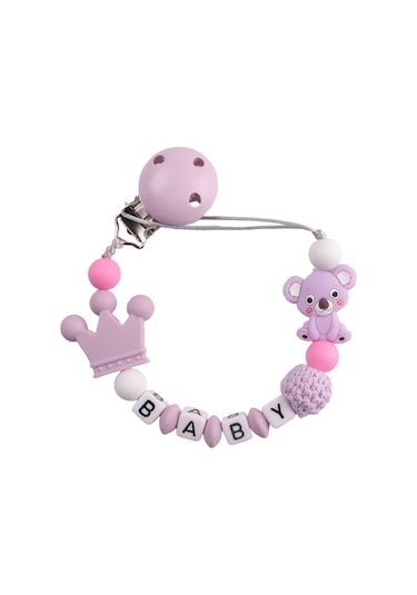 Qingmipy Bebek Emzik Zinciri Silikon - Çok Fonksiyonlu Diş Budama Zinciri - Kayıp Engelleme - Mor Renk