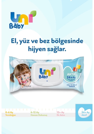 Uni Baby Aktif Islak Mendil 12 X 52 Adet