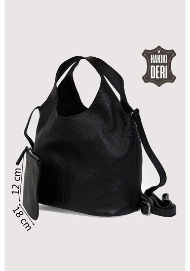 Hakiki Deri Kadın El Çantası Siyah Smr9200-2 Siyah